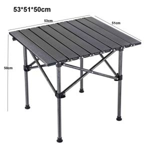 KLICKKRATE Multi Functional Outdoor Folding Camping Table Black/Khaki Carbon Steel Portable Roll Up High Quality with Carrying Bag Outdoor Picnic Table
