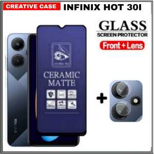 Promo Paket 2in1 Tempered Glass Ceramic Matte 9H Anti Blue Light Infinix Hot 40 / 40 Pro / 40i 2023 / Smart 8 2023 / GT 10 Pro 5G / Hot 30 / Hot 30i / Hot 20i / Hot 20 5G/ Tecno Pova 4 / Pova 4 Pro / Pova Neo 2 + TG Lens Camera