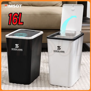 TIMSOT 16L Trash Can Rectangular Household with Lid Kitchen Classification Press-type Bathroom Living Room Trash Bin