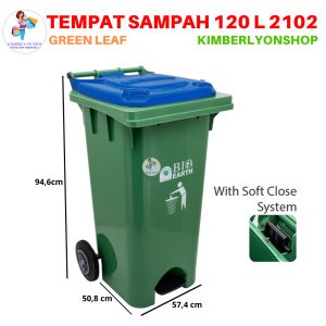 Tempat Sampah Injak 2102 Roda 120 Liter (Tutup Soft Close) Green Leaf