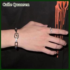 Caile Punk Hip Hop Color Zircon Open Rings For Men Fashion Jewelry Gift Creative Adjustable Ring