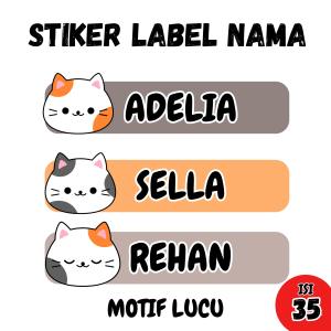 Stiker Label Nama Stiker Kertas Stiker Lucu Stiker Kucing Lucuc Viral isi 35 pcs