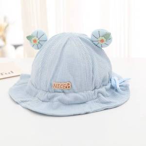 (พร้อมส่ง) หมวกเด็ก 4เดือน-2ปี รอบหัว:46-48 cm. แต่งหูลายดอกไม้ 🌼 หมวกปีกรอบผูกโบว์ข้าง ติดป้าย NICE หมวกเด็กผู้หญิง หมวกแฟชั่นเด็ก หมวก หมวกเด็กน้อย