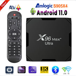 X96 Max Plus Ultra Android 11.0 TV Box Amlogic S905X4 Quad Core Cortex A55 8K 4K HD 2.4G&5G Wifi Bluetooth 4.X AV1 4GB 32GB 64GB USB 3.0 Smart Media Player Support Voice Assistant 2022 New X96 max+ Set Top Box