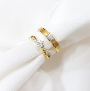 💎Amantio Diamond💎Wedding Rings แหวนคู่18k Yeloow Gold