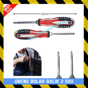 SCREWDRIVER OBENG REVERSIBLE SET BOLAK BALIK BB KOMBINASI DUA 2 TWO ARAH WAY SISI MUKA KEPALA MATA KEMBANG PLUS MIN MINUS + - UJUNG MAGNET MAGNETIC BESI BERANI 2IN1 2 IN 1 GAGANG KARET MURAH KUAT MULTIFUNGSI SERBAGUNA ORIGINAL HEAVY DUTY