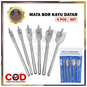 Mata Bor Kayu Model Kipas Set 6 Pcs Alat Pelubang Kayu Datar Flat Wood Bits