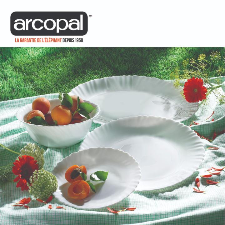 Arcopal Feston 12pc White Dinner Set Plates Set Dinnerware Tableware Opal  Glass