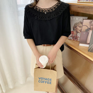 QKKshop เสื้อคอกลมแต่งลูกไม้❄️ลายผู๊ดี๊ผู้ดี❤️สวยเกินหักห้ามให้ใครเห็นต้องหวั่นไหวเผื่อคงความสวยไว้อย่างงั้น🍇