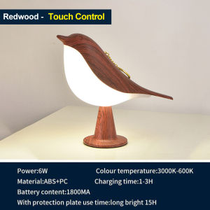Vimite Maple Material 3-color Touch Control Desk Lamp USB Charging Bedroom Bed Head Eye Protection Night Light Bird Decorative Lamp