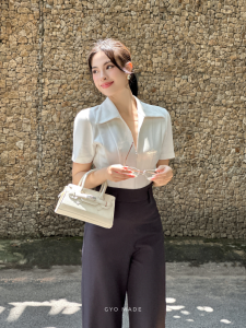 [Mở bán] Áo polo nữ thun Bobby cao cấp GYOMADE® có dây khoá co giãn 4 chiều dày dặn đứng form thanh lịch | GA089