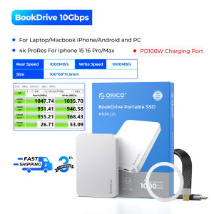 ORICO BookDrive Multi-functional 10Gbps Portable External SSD 512GB/1TB/2TB/4TB 4K ProRes Video Integrated SD/TF Card Slot