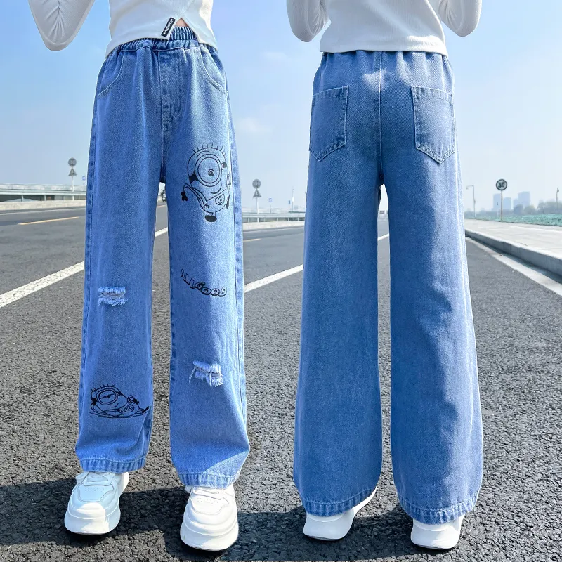 Tumble n Dry Girls' Denim Pants with Suspenders Fanna