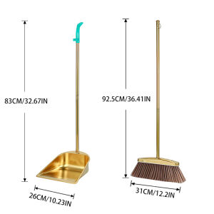 304 stainless steel broom and dustpan set  rust proof easy to clean  portable household cleaning set