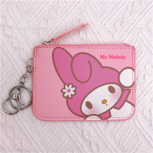 ULEEK  Sanrio Cartoon Wallet Leather Card Holder Cute Coin Purse Cinnamoroll My Melody Hello Kitty Kuromi Pachacco