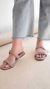 SCRUNCHIE SANDAL (DOUBLE) - sendal selop slip nyaman teplek wanita heels hak