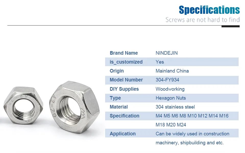 304 Stainless Steel Reverse Opposite Hex Hexagon Nut Left Hand Thread Hex Nuts M4 M5 M6 M8 M10 M12 M14 M16 M18 M20 I.1012517523