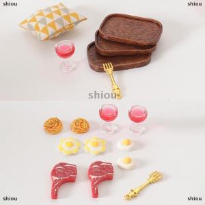 [COD] shiou 1 Bộ Dollhouse mô phỏng bít tết rượu vang đỏ kính mì ống kit mô hình Dollhouse nhà bếp thực phẩm trang trí đồ chơi búp bê nhà accessoreis