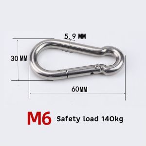 Jozoo Snap Hook 304 Stainless Steel Carabiner metal Hook Spring Outdoors Sport Clip M5 M6