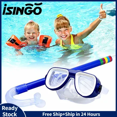 iSingo Kids Diving Goggle Ma/sk Breathing Tube Shockproof Anti-fog Swimming Band Snorkeling Underwater Accessories Set