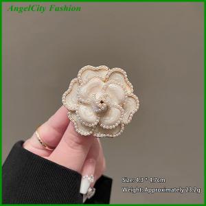 AngelCity Fashion Store Rhinestone Golden And Black Floral Brooch Womens Camellia Pin Corsage Accessories Gift