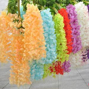 95cm Wisteria Vine Artificial Flowers Silk Garland Arch Wedding Home Garden Decoration Hanging Plant Wall Decor