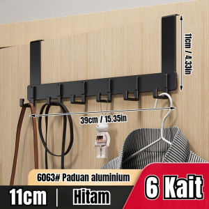 Gantungan Baju Pintu Kamar Tidur Gantungan Aluminium Dapat Disesuaikan Gantungan Rak Dinding Kamar Mandi Pakaian Bor Gratis Door Hook Organizer 6 7 8 Kait
