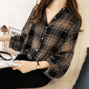 Korean Style Striped Shirt For Women Casual Long Sleeve Blouse Tops