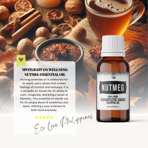 Eco Premium Nutmeg Essential Oil Therapeutic Grade Steam Distilled 100% Pure Vegan Aromatherapy