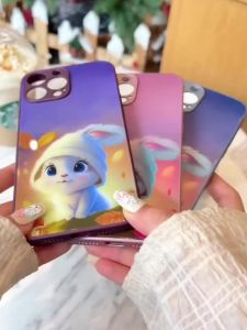 UDKDL Cute Rabbit Lovers Glass Phone Case for Apple iPhone 16 15 14 13 12 11 Pro Max Plus Fashionable Stylish Casing Back Cover from GGQcase