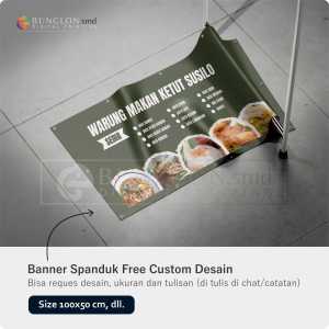 PRINT CETAK SPANDUK BANNER WARUNG MAKAN WARNA HIJAU PUTIH FREE DESAIN