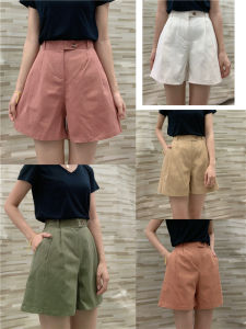 JiaJia กางเกงขาสั้น กางเกงผู้หญิง เอวสูง ซิปหน้า ผ้าลินินใส่สบาย ทรงสวย เป๊ะมาก ฟรีไซด์ กราฟรี เนื่องจากชนิดของกระเป๋าเป็น S, M, L ให้ได้ตรงกับขนาดของคุณ