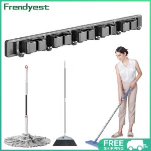 COD [Free Shipping] Broom Holder Wall Mount Mop and Broom Hanger Wall Mounted Garage Storage Rack for House Bathroom Laundry Garden Tool Room Garage