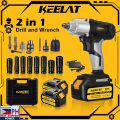 KEELAT KID005 1/2 Inch Cordless Impact Wrench With Screwdriver Impact Drill Function Rechargeable Battery. 