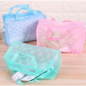 Tas Plastik Transparant Anti Air Motif Bunga Pouch Make Up Waterproof Travelling Bag Tas Kosmetik Murah Import Bisa Cod D2X5