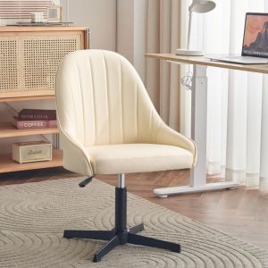 HYD0 Luxurious Computer Chair Home Office Study Desk Chair No Wheels Adjustable Height Swivel Art Style Artificial Leather Furniture s6t7u