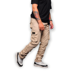 Zweckout label-cargo pants/mens long cargo pants casual PDL slim fit black