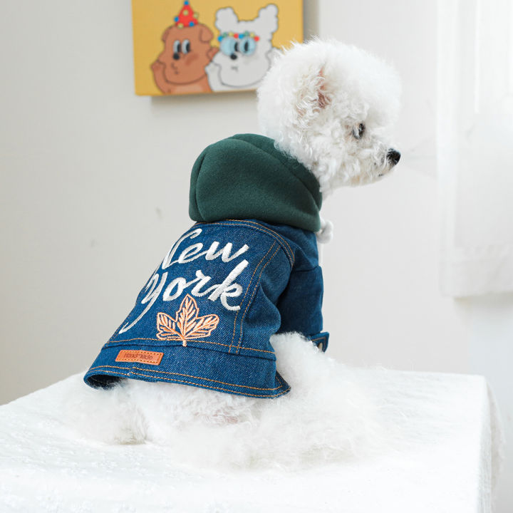 DY Loving Dog Retro Clothes Poodle Simon Cat Classical Denim Sporty Hooded  Coat New YORK Splicing Jacket for Male Fuy Puppy Lazada PH