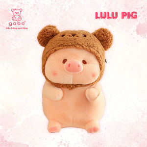 Gấu Bông Heo LuLu Cosplay Đội Nón Heo LuLu Siêu Cute Đội Nón Gấu Nâu Thỏ Hồng Ếch Xanh Lông mịn