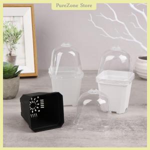 [PureZone] 5 chậu hoa hình vuông nhỏ có mái vòm độ ẩm chậu trồng cây giống