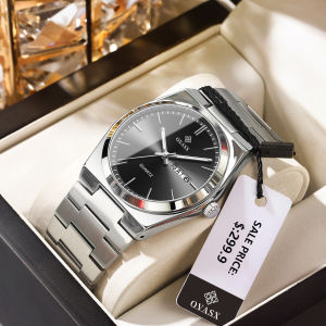 Đồng hồ nam chính hãng OVASX dây thép không gỉ lịch phát sáng đa chức năng chống nước 100% 8218
