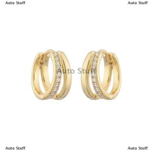 [COD] Auto Stuff ต่างหูแฟชั่นห่วงสองชั้นสวย1คู่สำหรับผู้หญิงเด็กผู้หญิงอารมณ์หรูหราเครื่องประดับหัวเข็มขัดหูเครื่องประดับของขวัญ