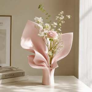 JDPOK Nordic Style Flower Bouquet Vase 3D Printing Creative Flower Display Container Flower Arrangement Irregular Ornament Table