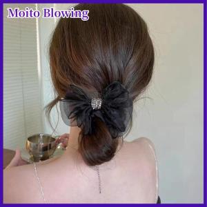 Moito Mesh bow hair ring net red 2022 new all-match simple ins temperament ball head Czech drill head rope