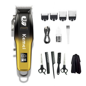 🍒【Hot sale】🍒Kemei Rechargeable hair clippers LCD digital display hair clipper Adjustable electric hair clipper