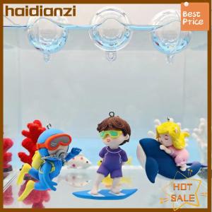 haidianzi ของตกแต่งตู้ปลารูปปลาวาฬรูปหญิงสาวพร้อมลูกบอลพลาสติกลอยน้ำได้ถังปลานักดำน้ำเครื่องประดับตกแต่งตัวการ์ตูนน่ารัก