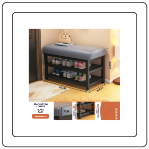 【JJ HOME】Minimalist Shoe Storage Bench with PU Leather Cushion/Multi-Tier Rack/Entryway Stool strorage