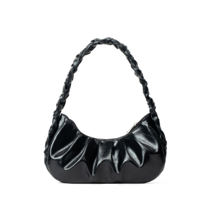MAGIA Lula Bag Jetblack Leather Shoulderbag Braided Strap