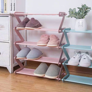 ปลีก/ส่ง S401 ชั้นวางรองเท้า รูปตัวZ ที่วางรองเท้า ชั้นใส่รองเท้า ตู้เก็บรองเท้า โครงสแตนเลส ขอบพลาสติก