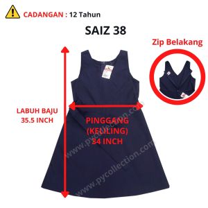 FALCON PINAFORE PRIMARY BACK ZIP - 小学女蓝裙（拉链在后面）/ 100 - BAJU SEKOLAH JENAMA FALCON